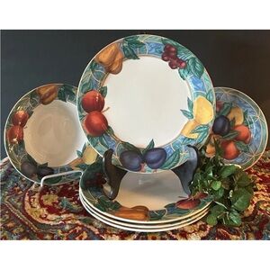 12 Pc Casual Forbidden Fruit by Victoria Beale Plates 4 Dinner 4 Salad 4 Bowl